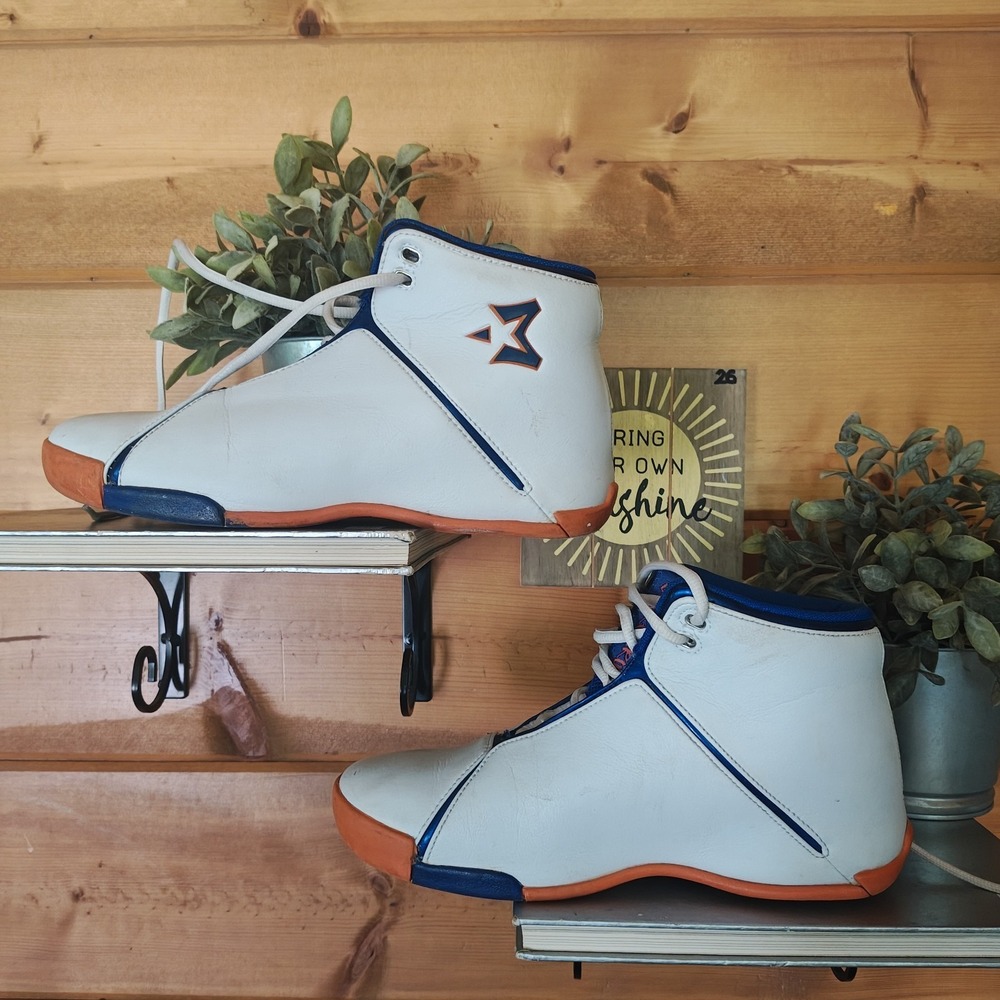 Y2K Starbury Basketball Shoes Stephon NY Marbury High Tops White/Blue/Orange Sz8